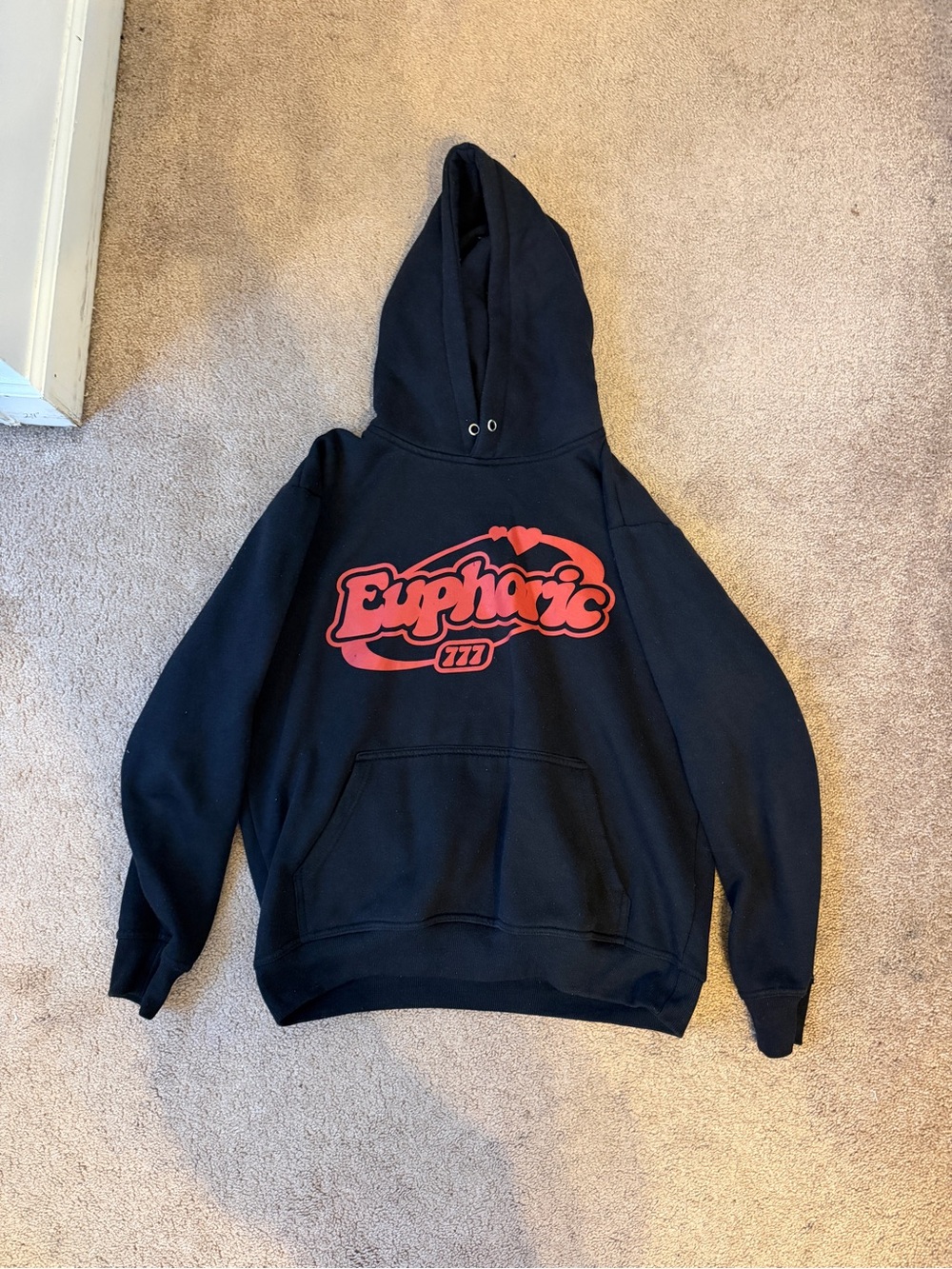 Black Hoodie with Red "EuphoriC 777" Graphic